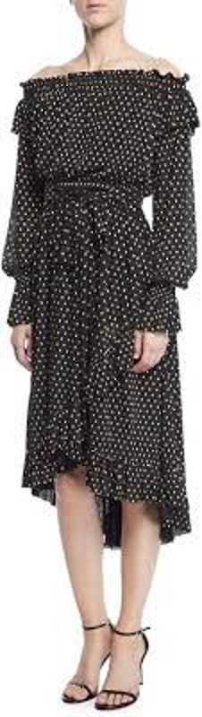 Shoshanna Medley Off-The-Shoulder Ruffle Dot Dress Size 0